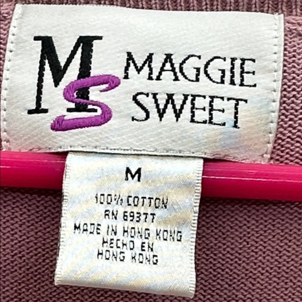 Vintage Cotton Maggie Sweet Sleeveless Knit Scalloped Scoop Neck Top Womens M